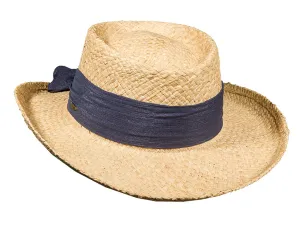 C- Scala Women's "PORQUEROLLES" Handwoven Raffia Gambler Sun Hat, #LR546OS