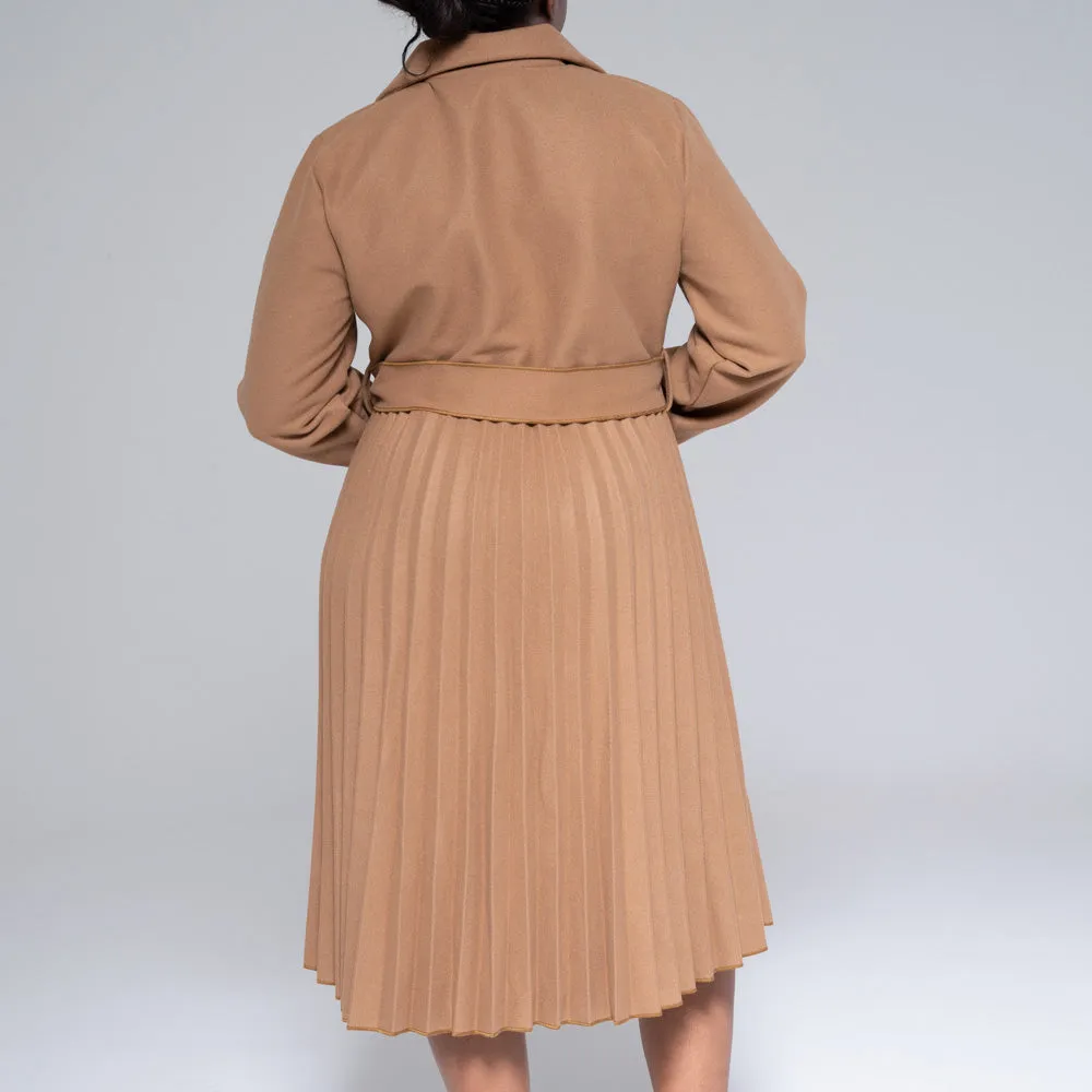 Camel Pleated Melton Jacket