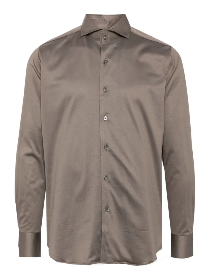 Canali cotton jersey slim-fit shirt