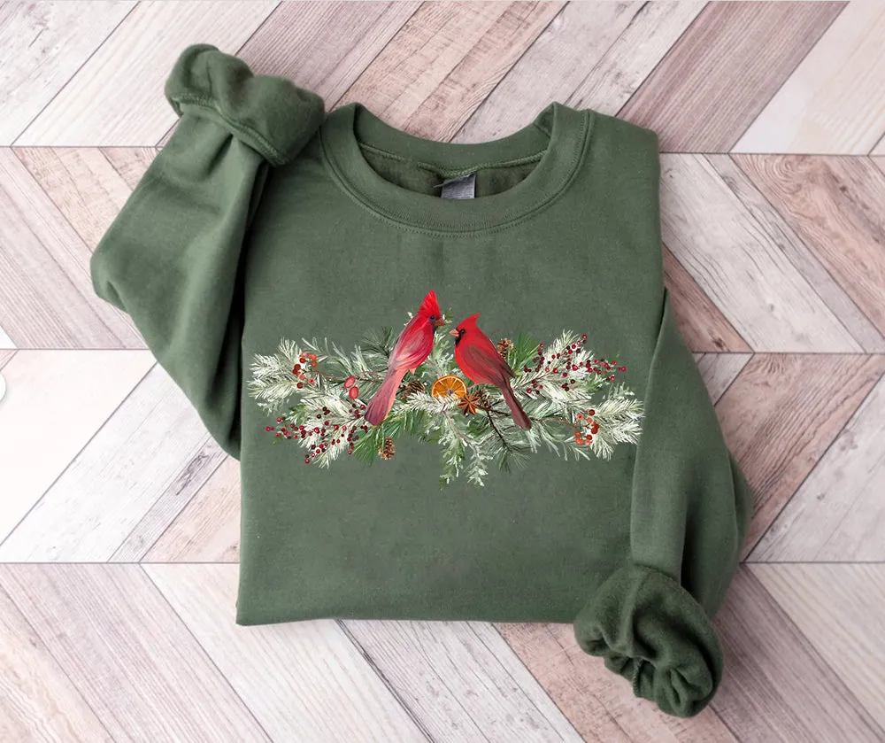 Cardinal Bird Sweatshirt, Cardinal Crewneck, Red Cardinal Bird Shirt, Dogwood Sweatshirt, Bird Sweatshirt, Cardinal Bird Lover Gift