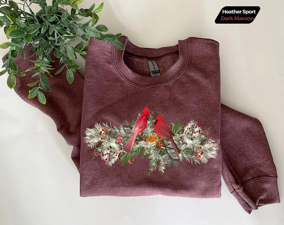 Cardinal Bird Sweatshirt, Cardinal Crewneck, Red Cardinal Bird Shirt, Dogwood Sweatshirt, Bird Sweatshirt, Cardinal Bird Lover Gift
