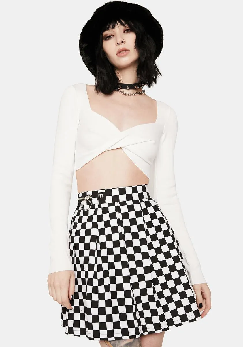 Checkerboard Pleated Skirt