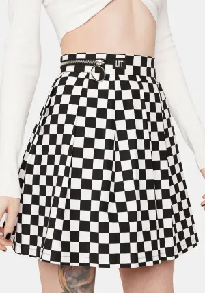 Checkerboard Pleated Skirt