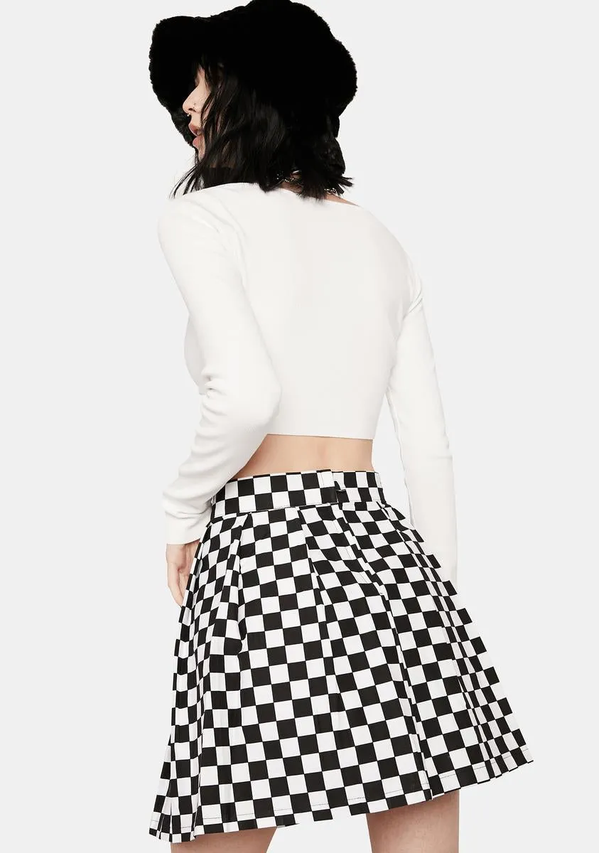 Checkerboard Pleated Skirt