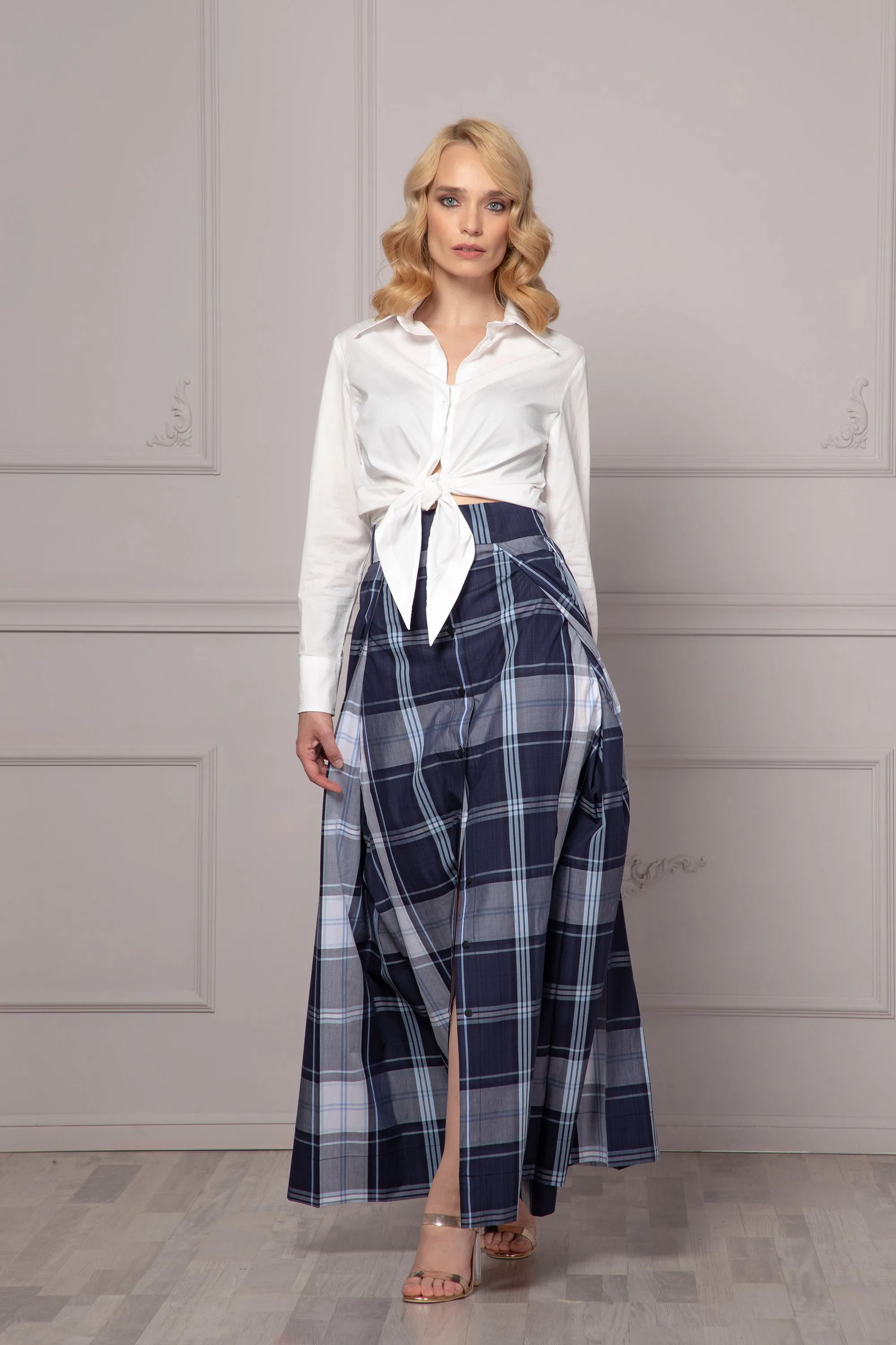 CHECKERED PLEATED SKIRT