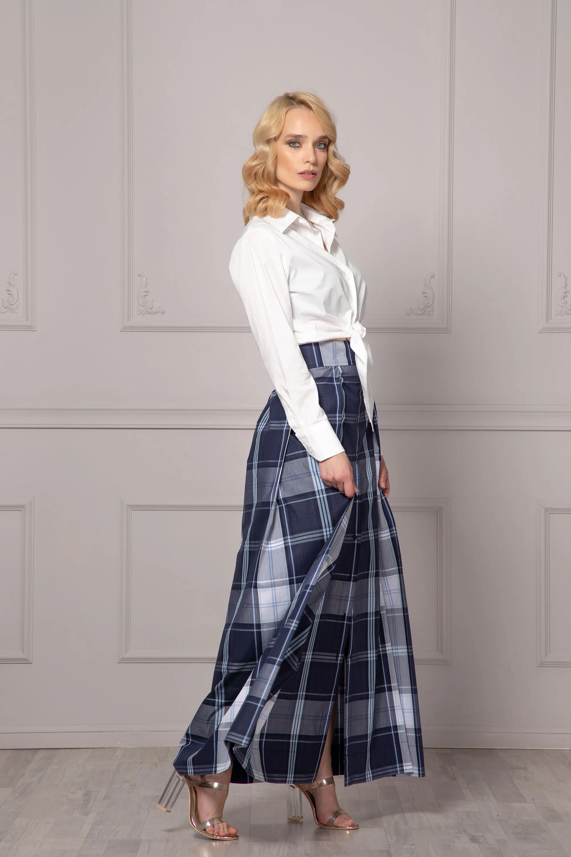 CHECKERED PLEATED SKIRT
