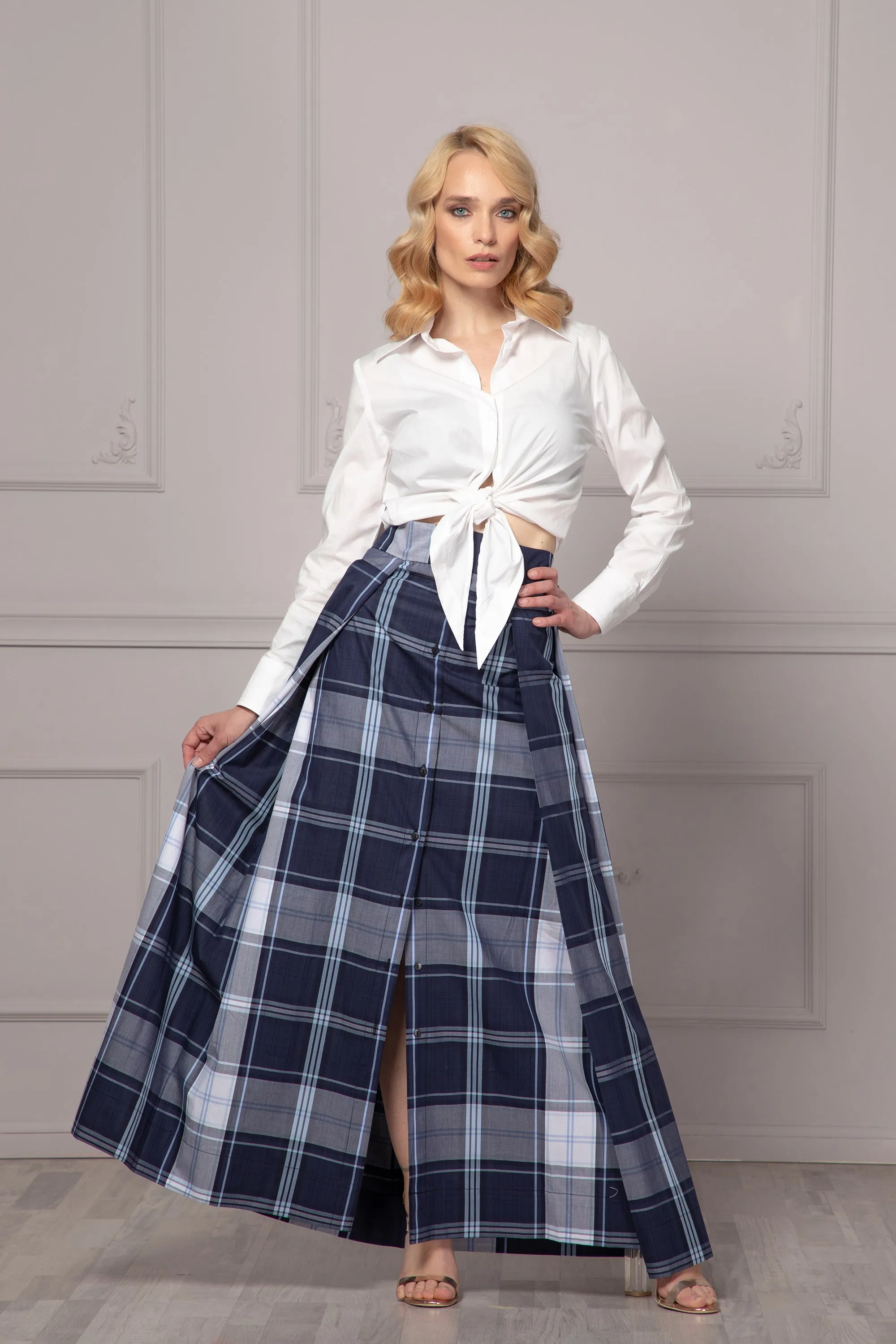 CHECKERED PLEATED SKIRT