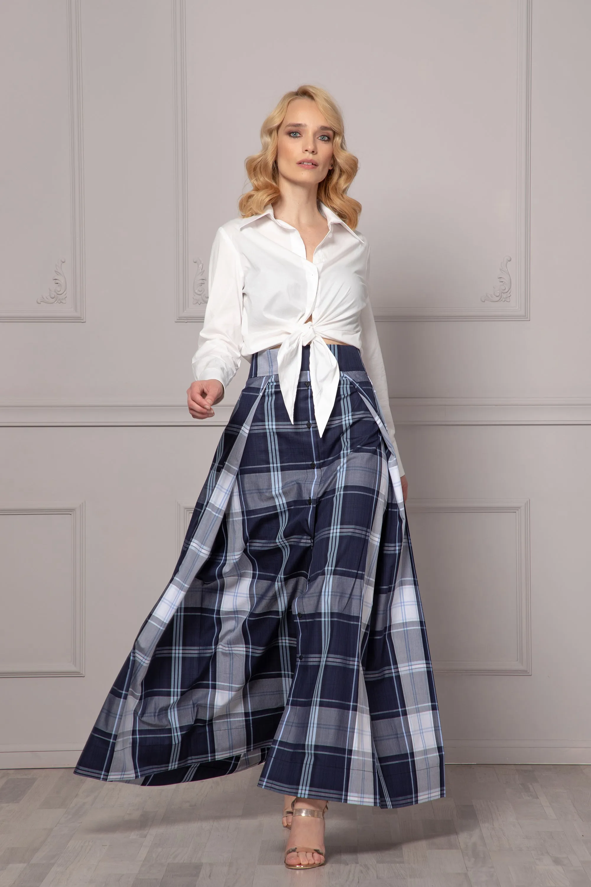 CHECKERED PLEATED SKIRT