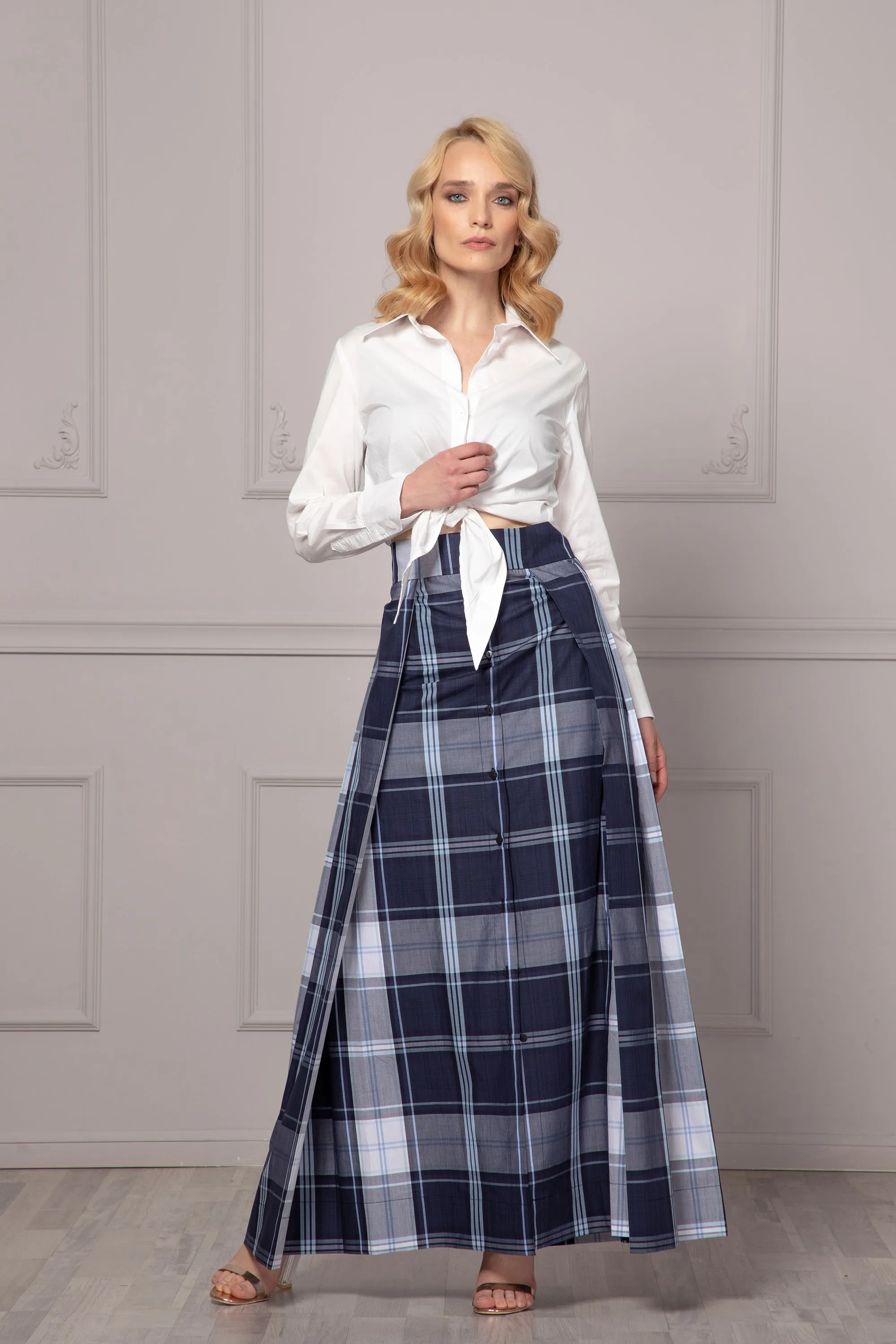 CHECKERED PLEATED SKIRT