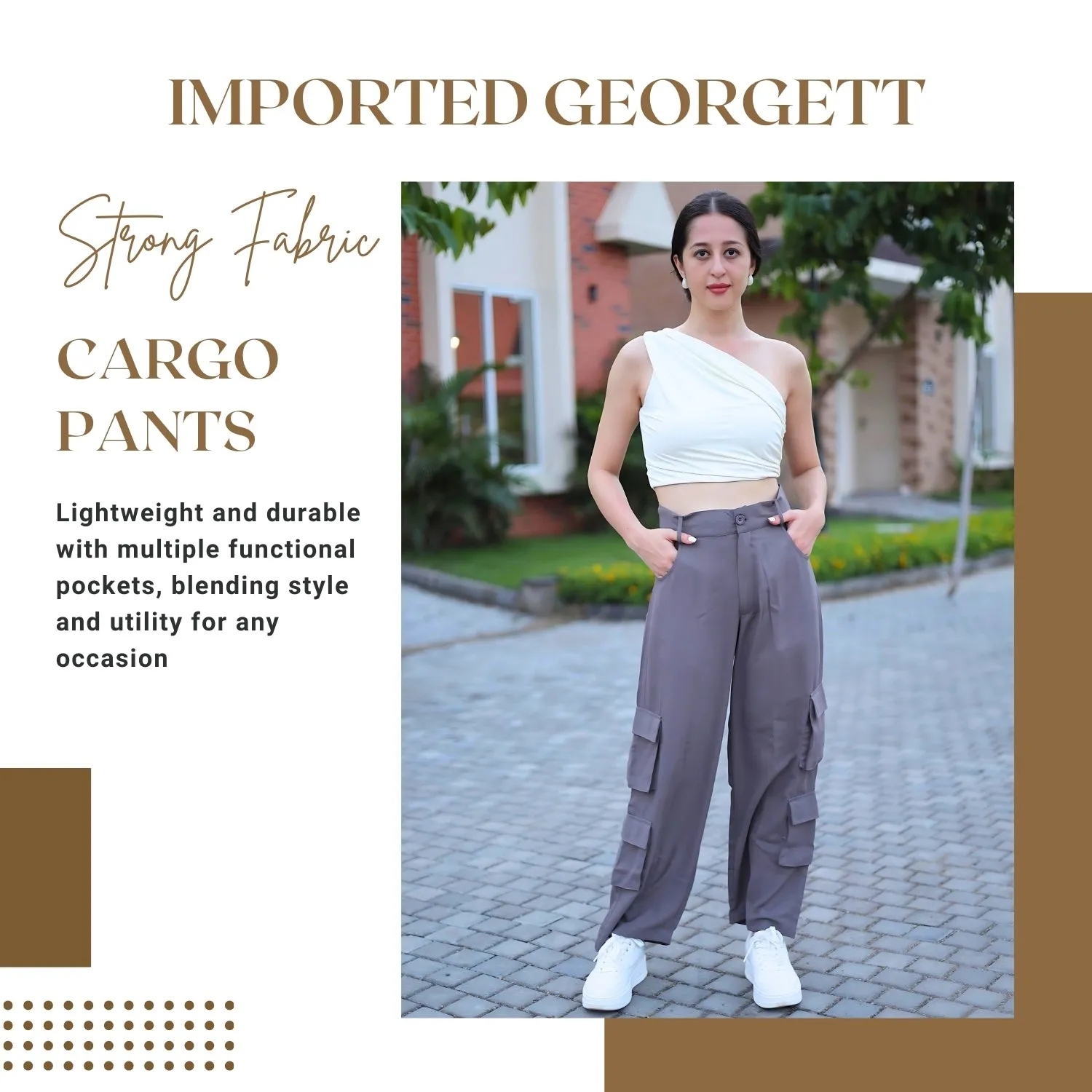 Chic High-Waist Multi-Pocket Cargo Pants | GloFash