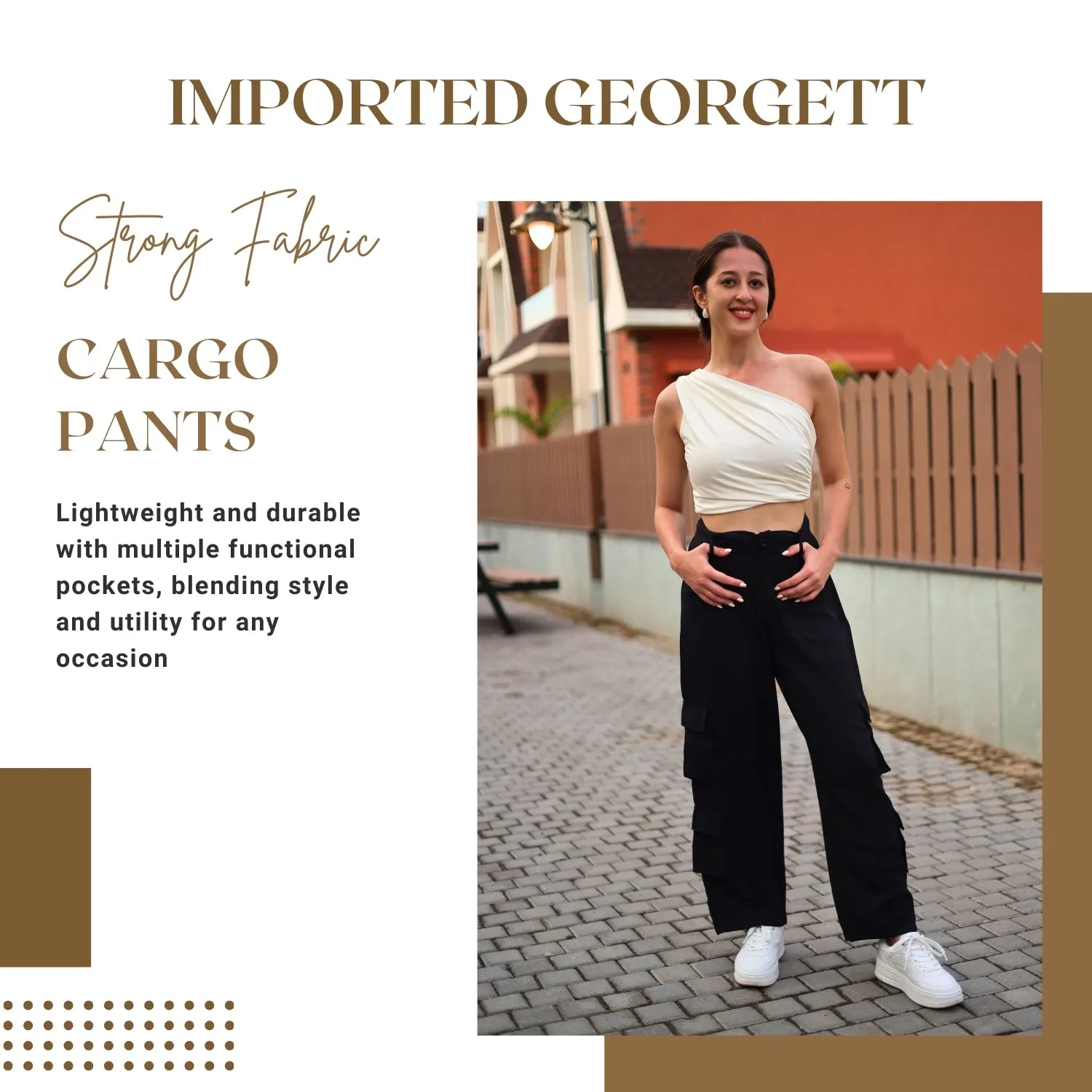 Chic High-Waist Multi-Pocket Cargo Pants | GloFash