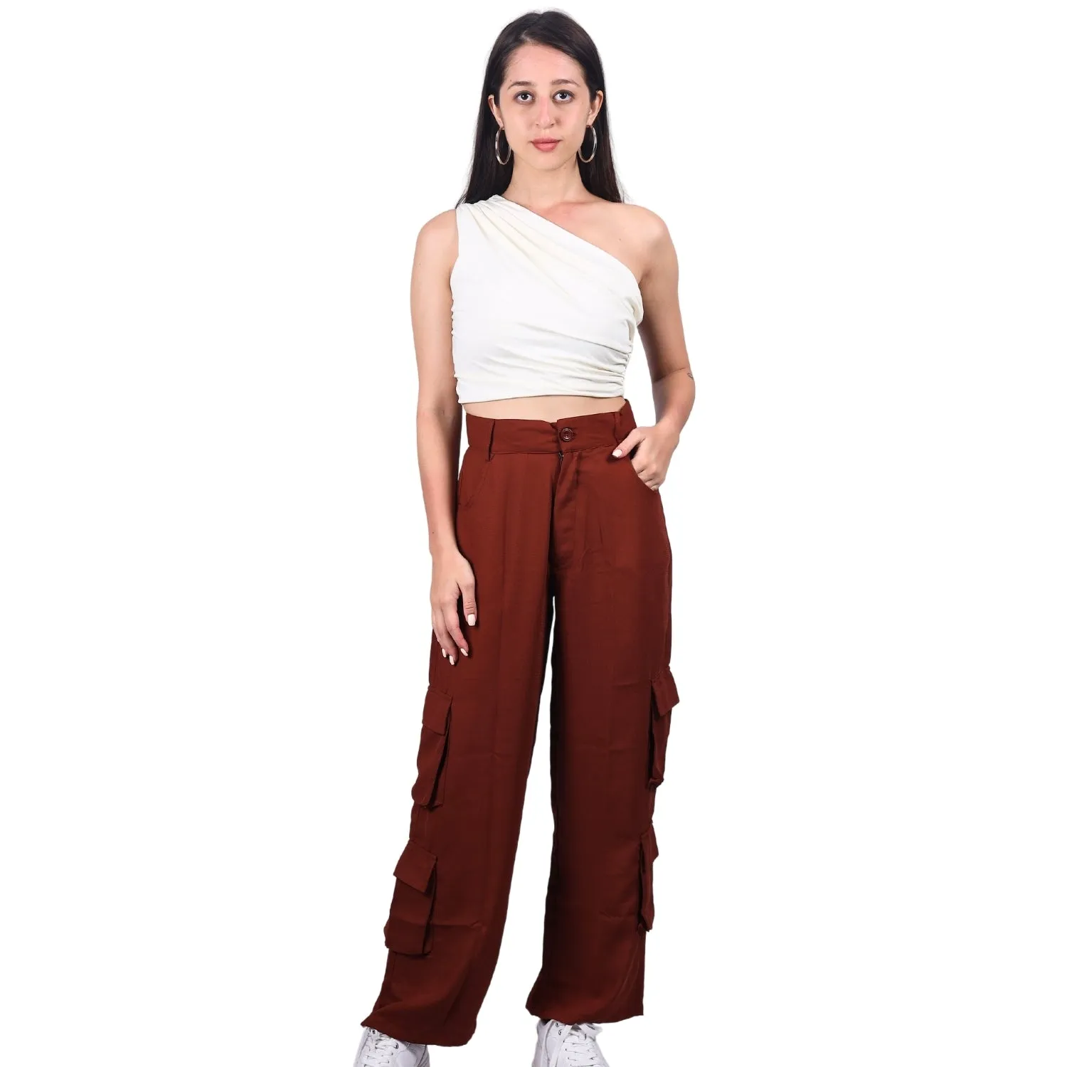 Chic High-Waist Multi-Pocket Cargo Pants | GloFash