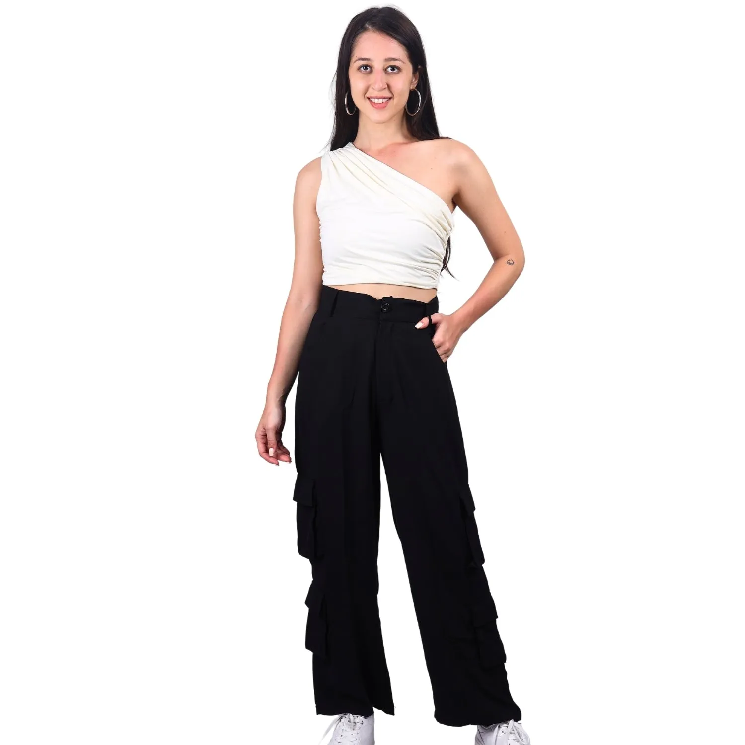 Chic High-Waist Multi-Pocket Cargo Pants | GloFash