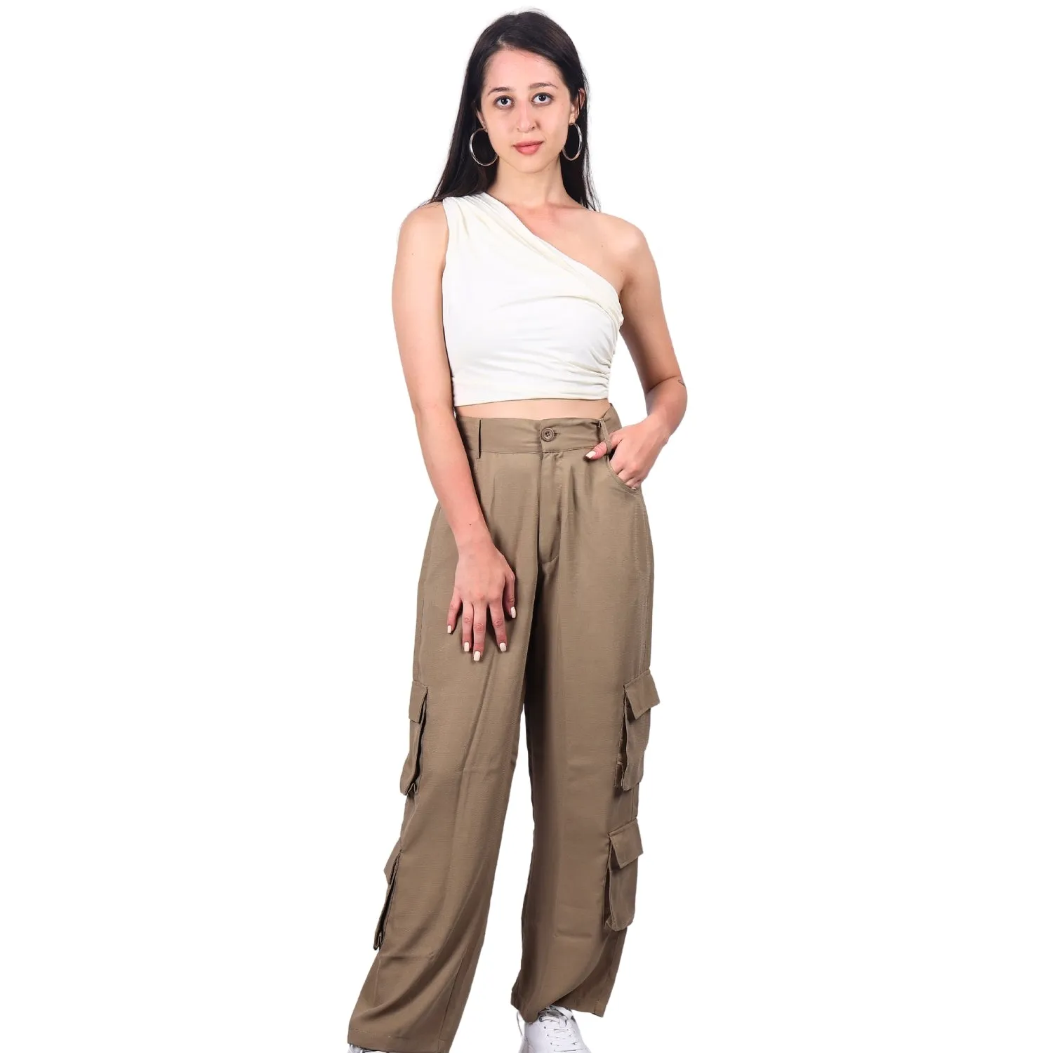Chic High-Waist Multi-Pocket Cargo Pants | GloFash