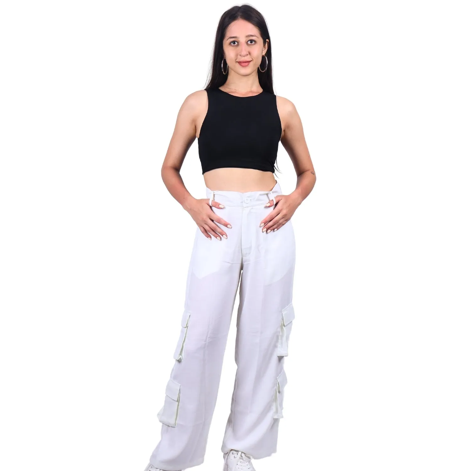 Chic High-Waist Multi-Pocket Cargo Pants | GloFash