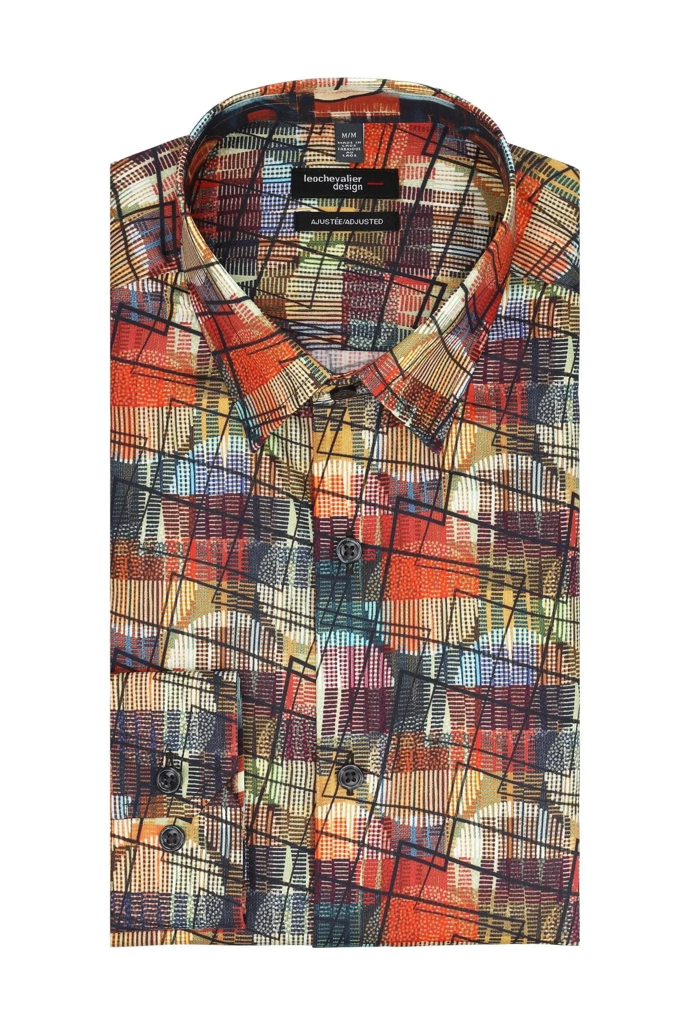 Chic Sunset Modern Print Long Sleeve Hidden Button Down Shirt