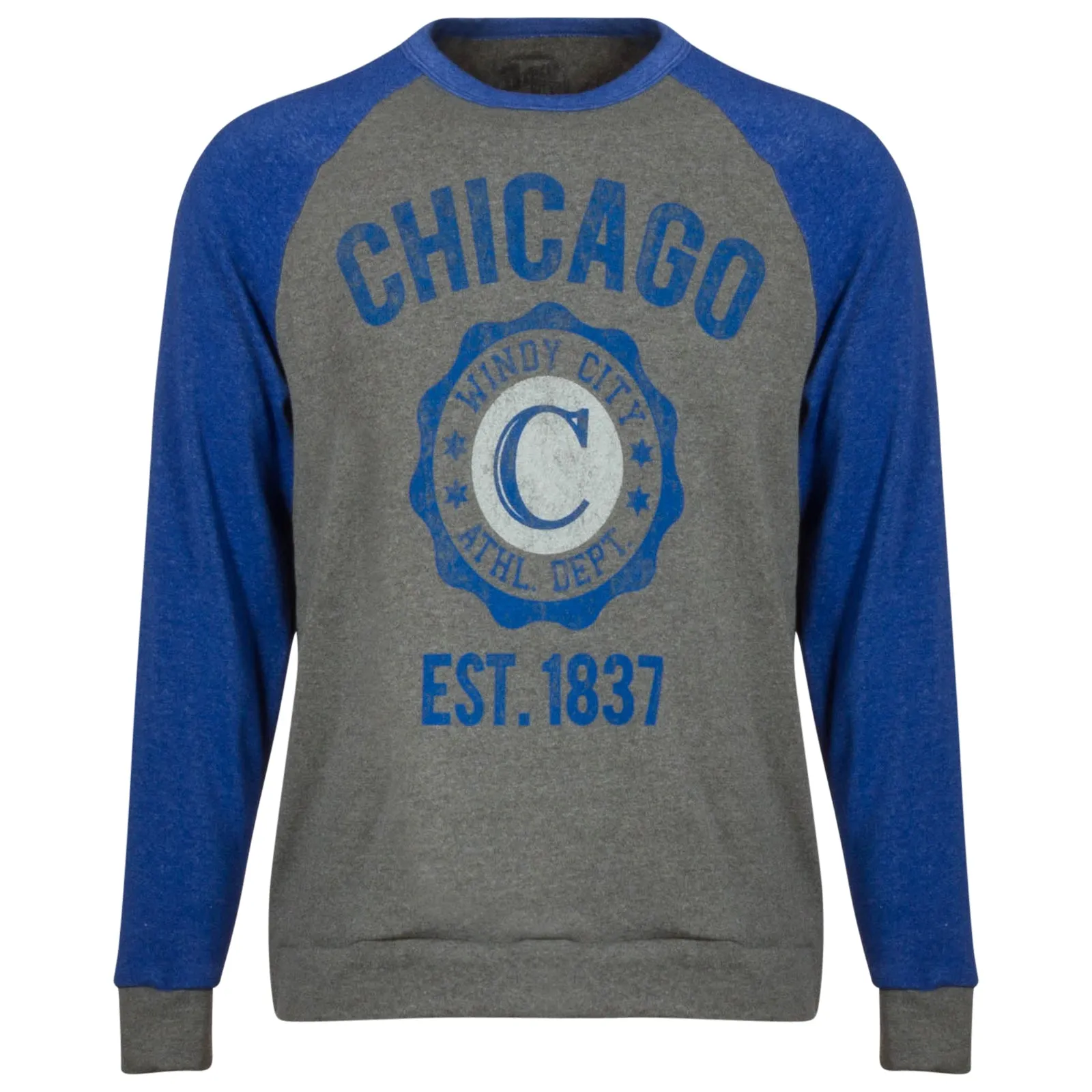 Chicago Men's Heather Grey and Royal Crew Neck Sweatshirt