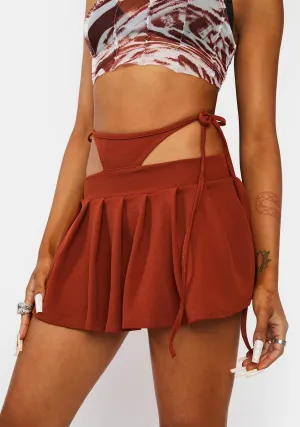 Cognac 90s Trick Pleated Mini Skirt
