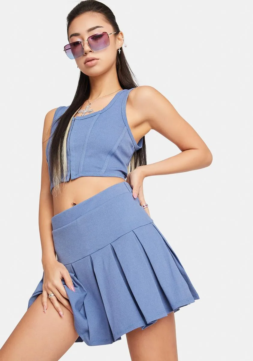 Cool Cute Togetha Denim Pleated Skirt Set