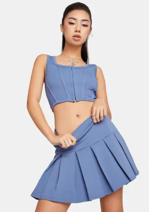 Cool Cute Togetha Denim Pleated Skirt Set