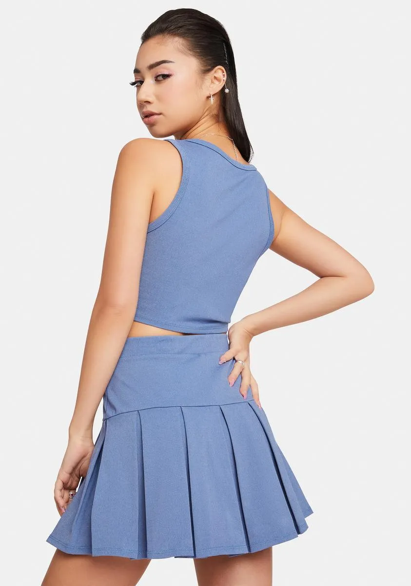 Cool Cute Togetha Denim Pleated Skirt Set