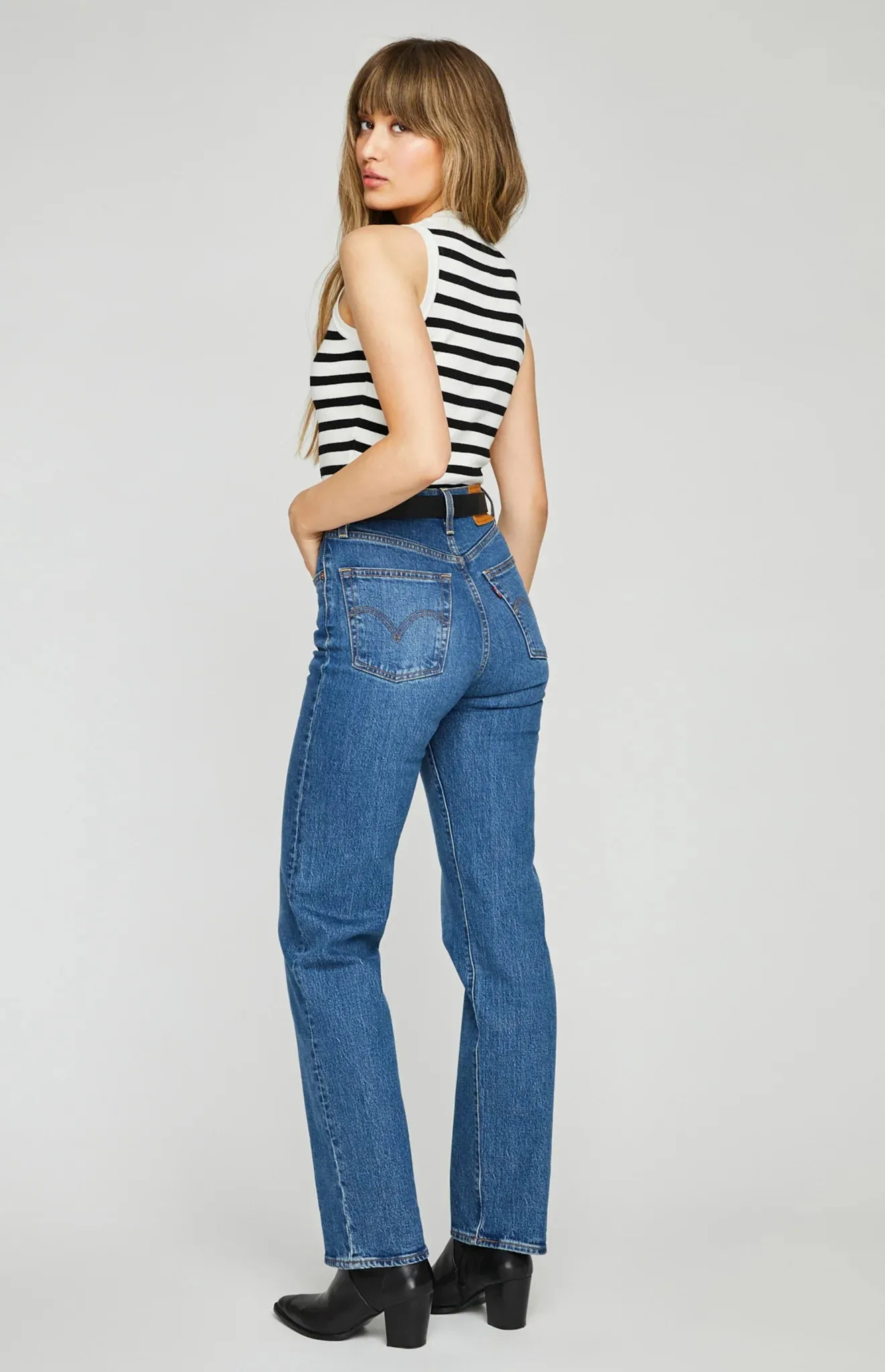 Cora Tank-Blk/Wht Stripe