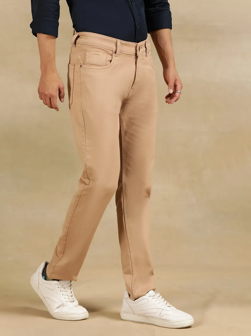 Coral Pink Dobby Slim Fit Jeans | JadeBlue