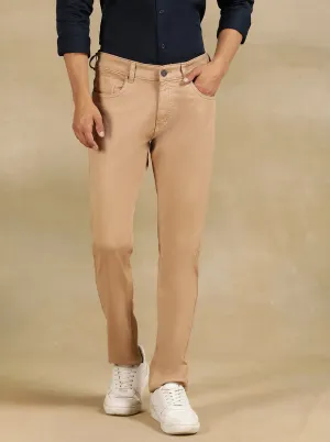 Coral Pink Dobby Slim Fit Jeans | JadeBlue