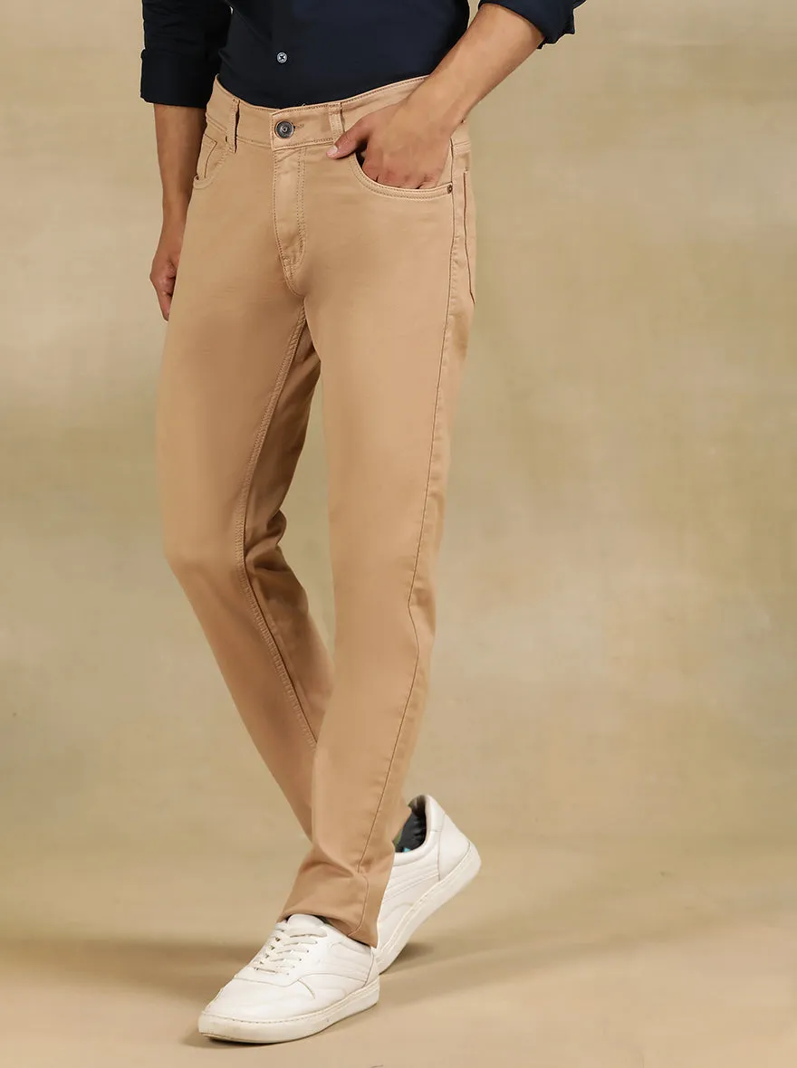Coral Pink Dobby Slim Fit Jeans | JadeBlue