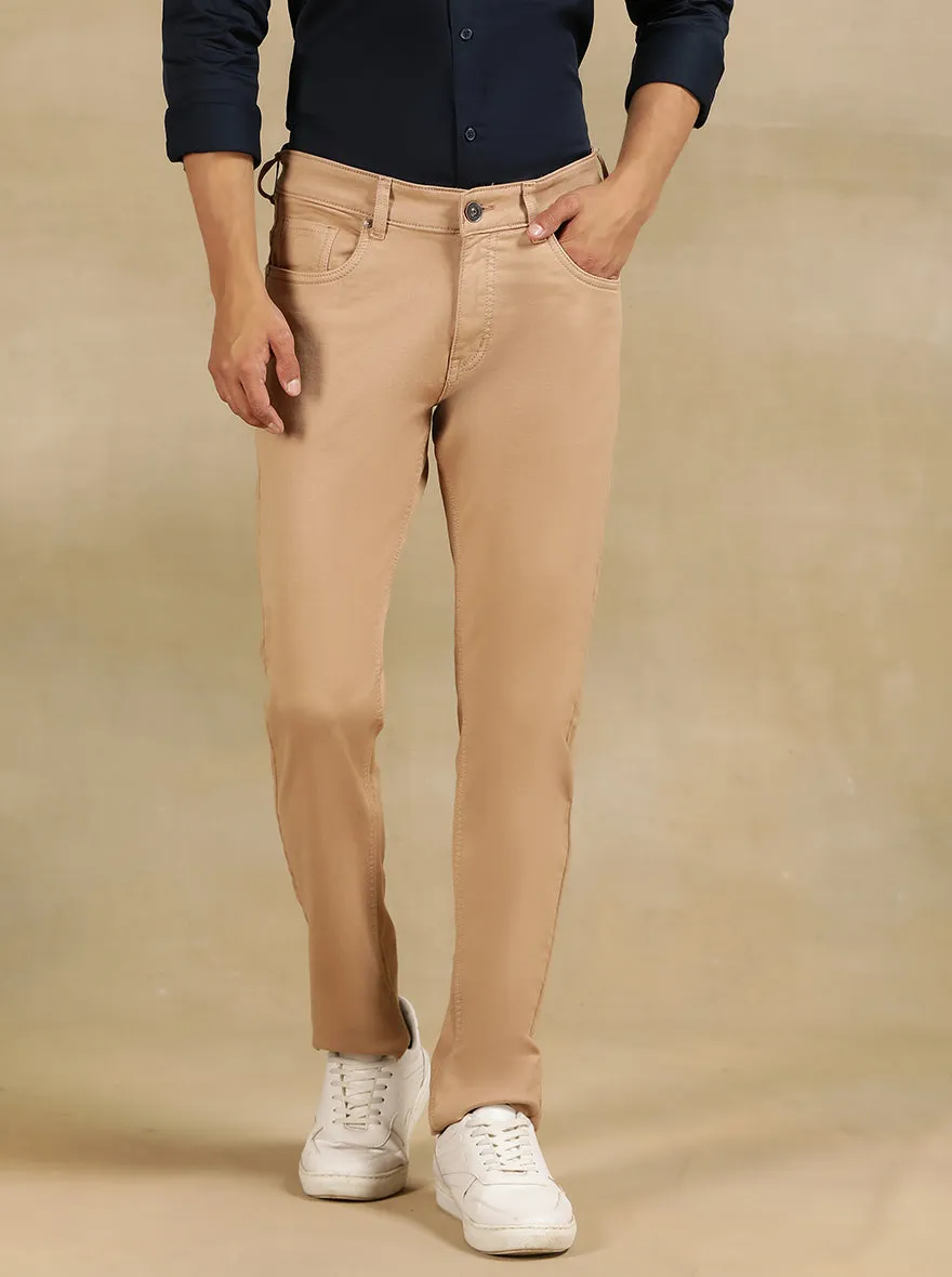 Coral Pink Dobby Slim Fit Jeans | JadeBlue