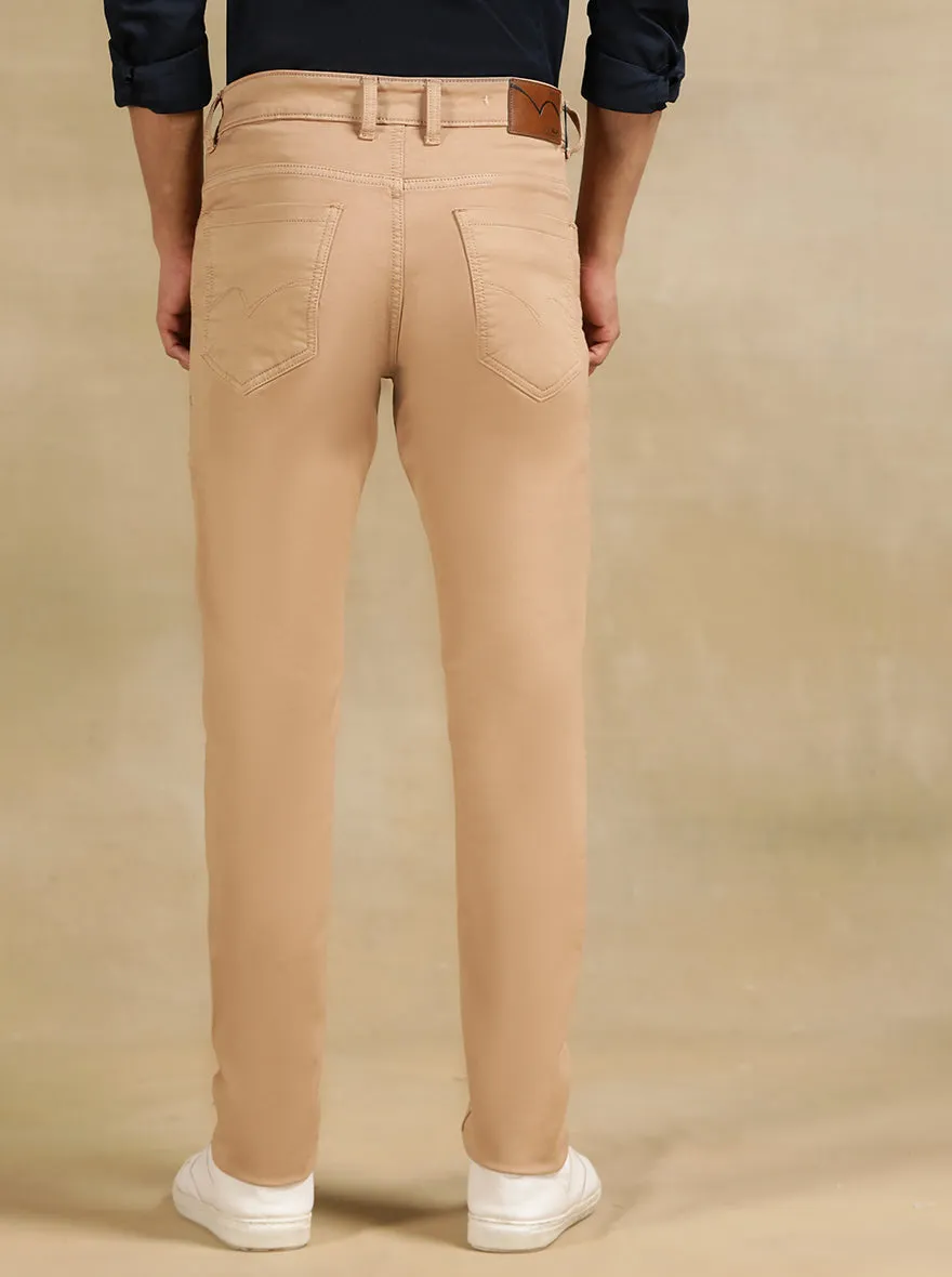 Coral Pink Dobby Slim Fit Jeans | JadeBlue