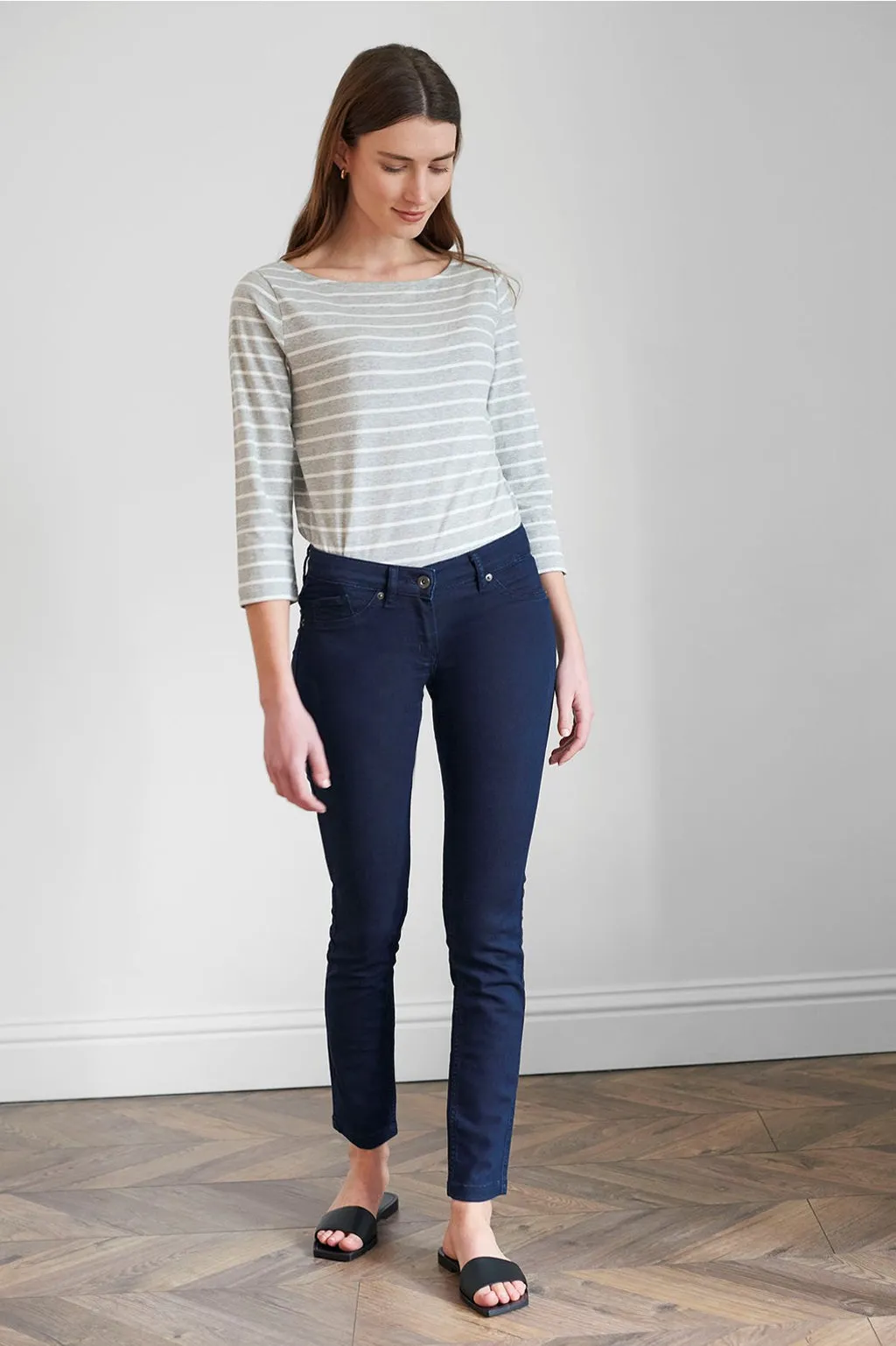Core Cotton 3/4 Sleeve Tee - Grey Melange/Milk