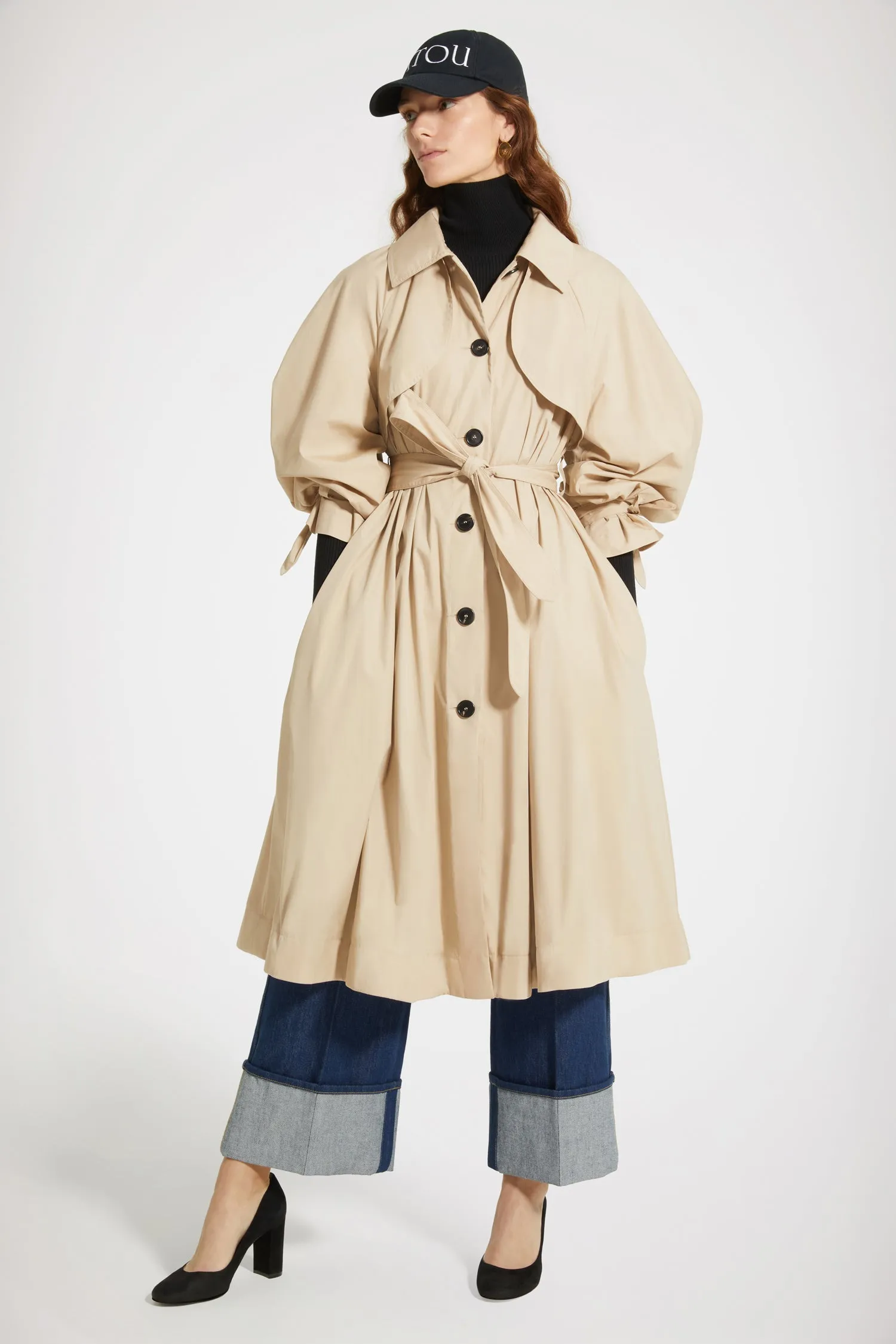 Cotton gabardine trench coat