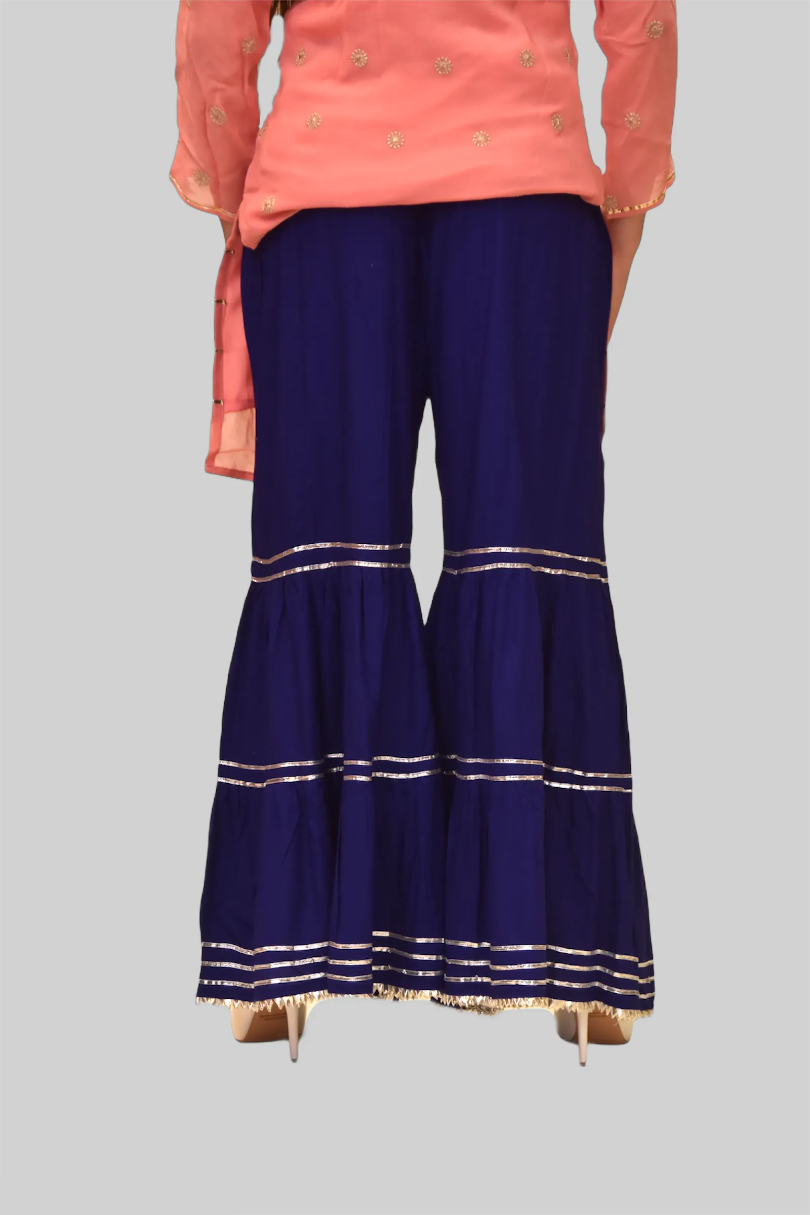 Cotton Silk Navy Blue Sharara pants