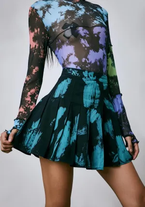 Crystal Hearts Pleated Mini Skirt
