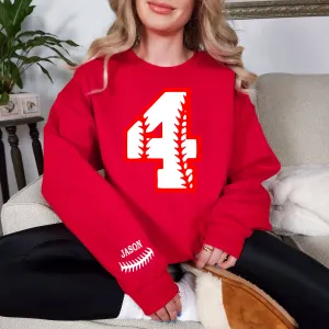 Custom baseball number and name Sweatshirt/With On Sleeve