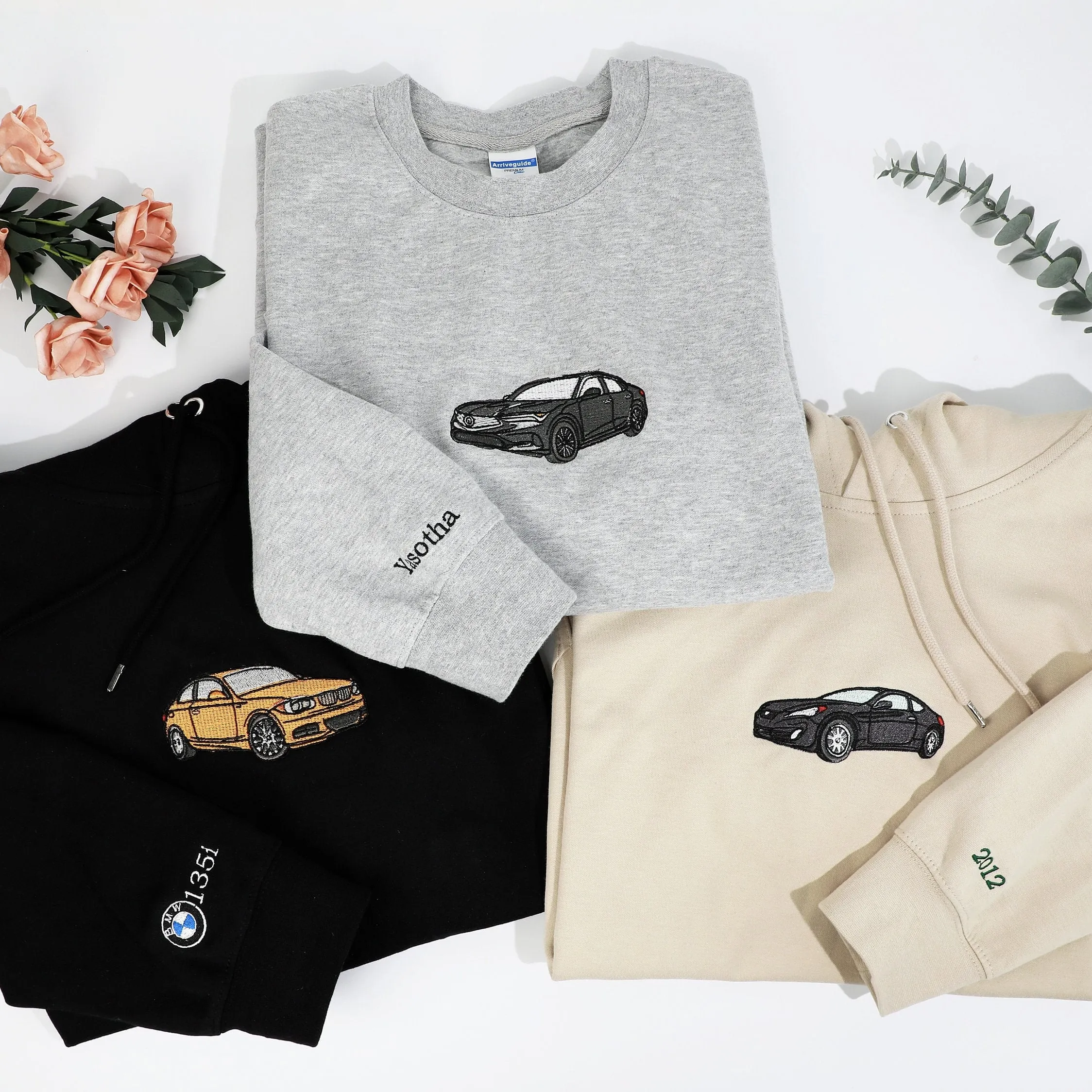 Custom Car Embroidered Sweatshirt – Personalized Gift for Car Enthusiasts