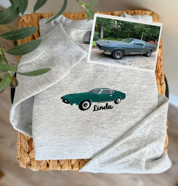Custom Car Embroidered Sweatshirt – Personalized Gift for Car Enthusiasts