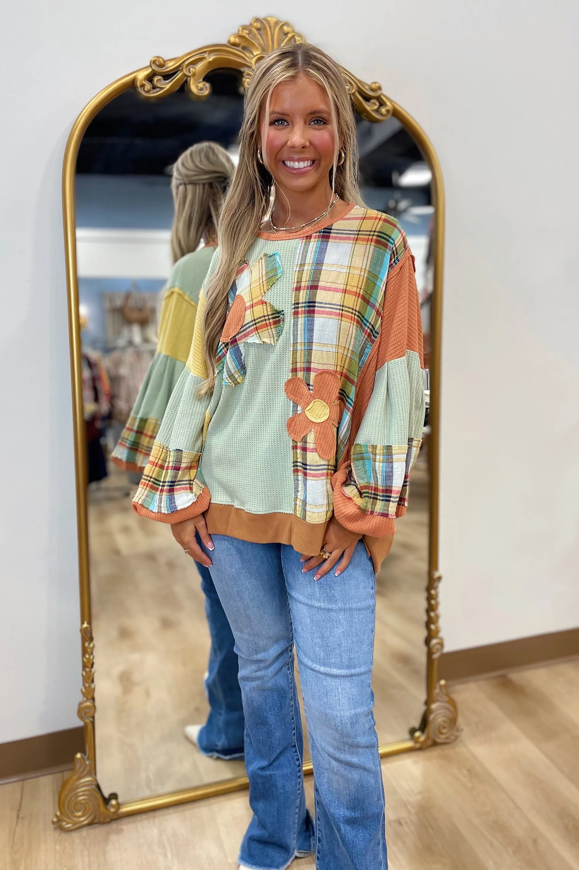 Daisy Patch Thermal Knit Top