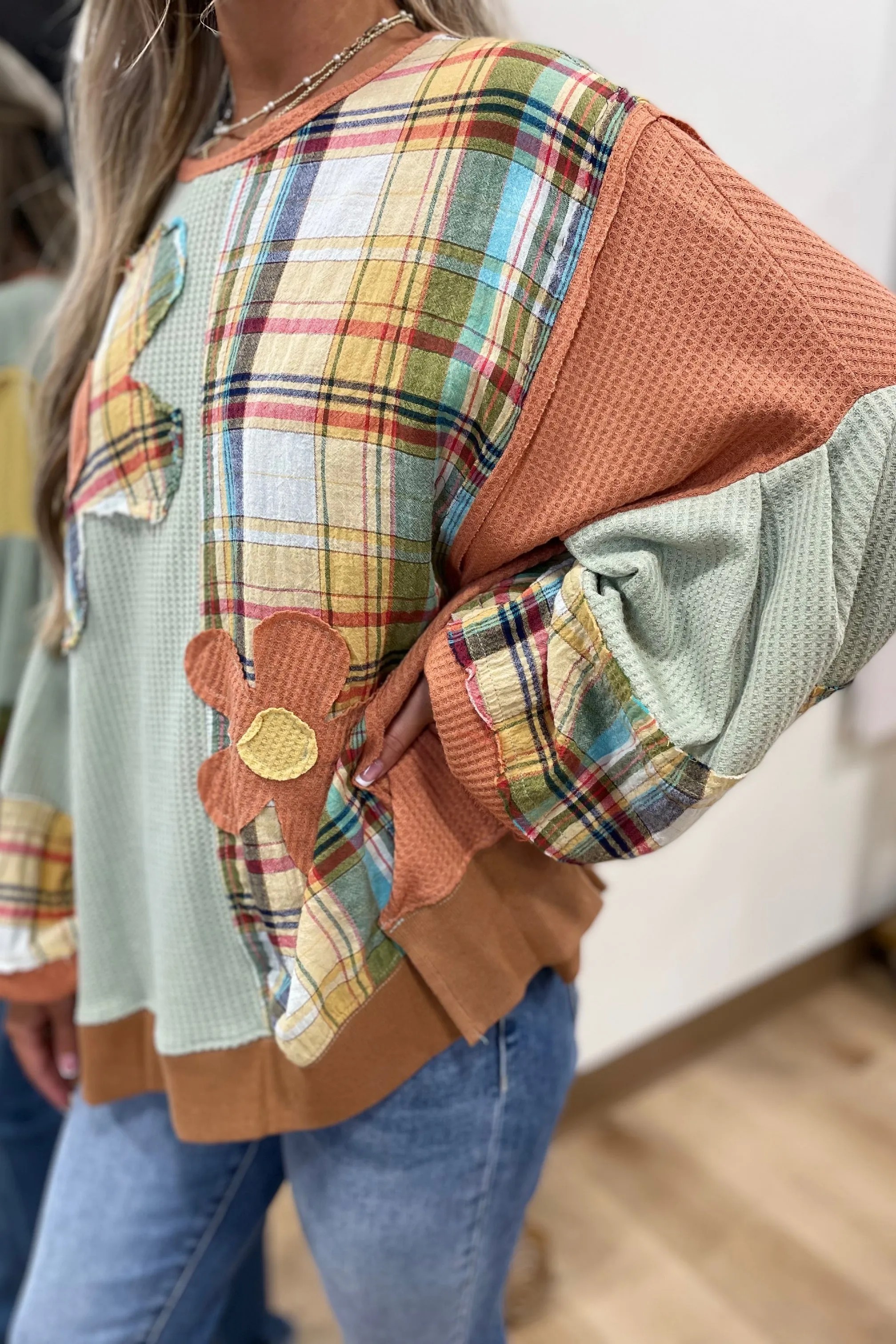 Daisy Patch Thermal Knit Top