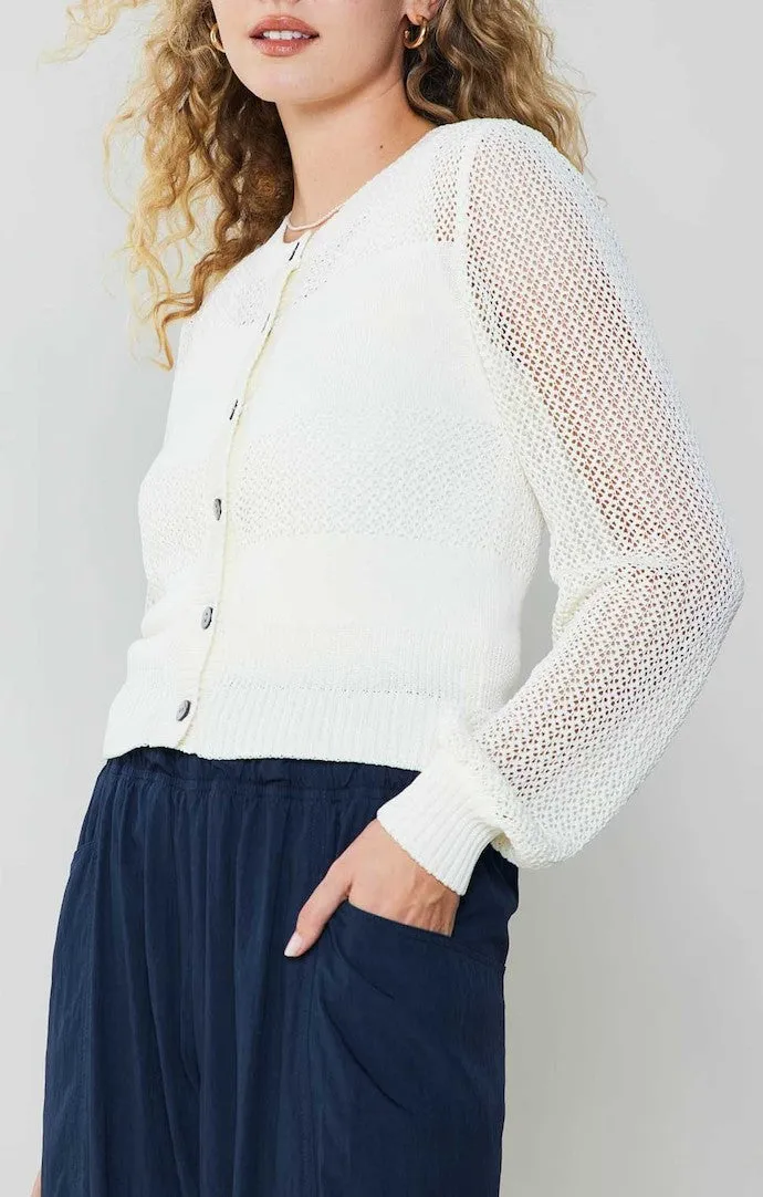 Dally White Button Down Cardigan
