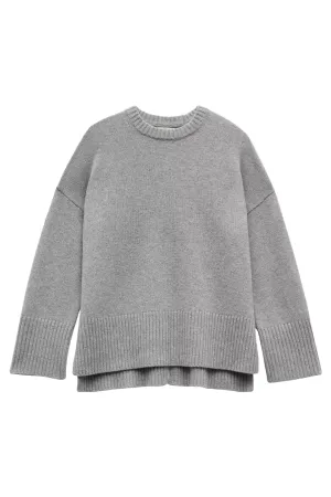 Danielle Split Back Mid Grey Marl Wool Jumper