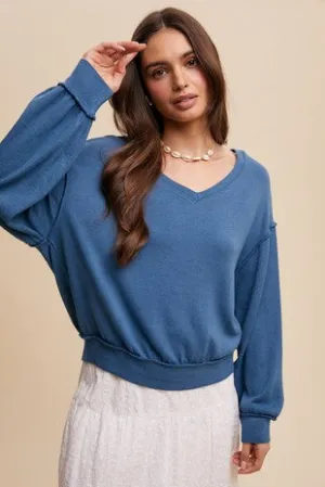 Denim Transitional French Terry Knit Top