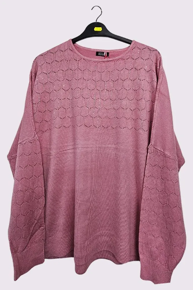 Diamante Cutwork Pattern Sof Knit Top