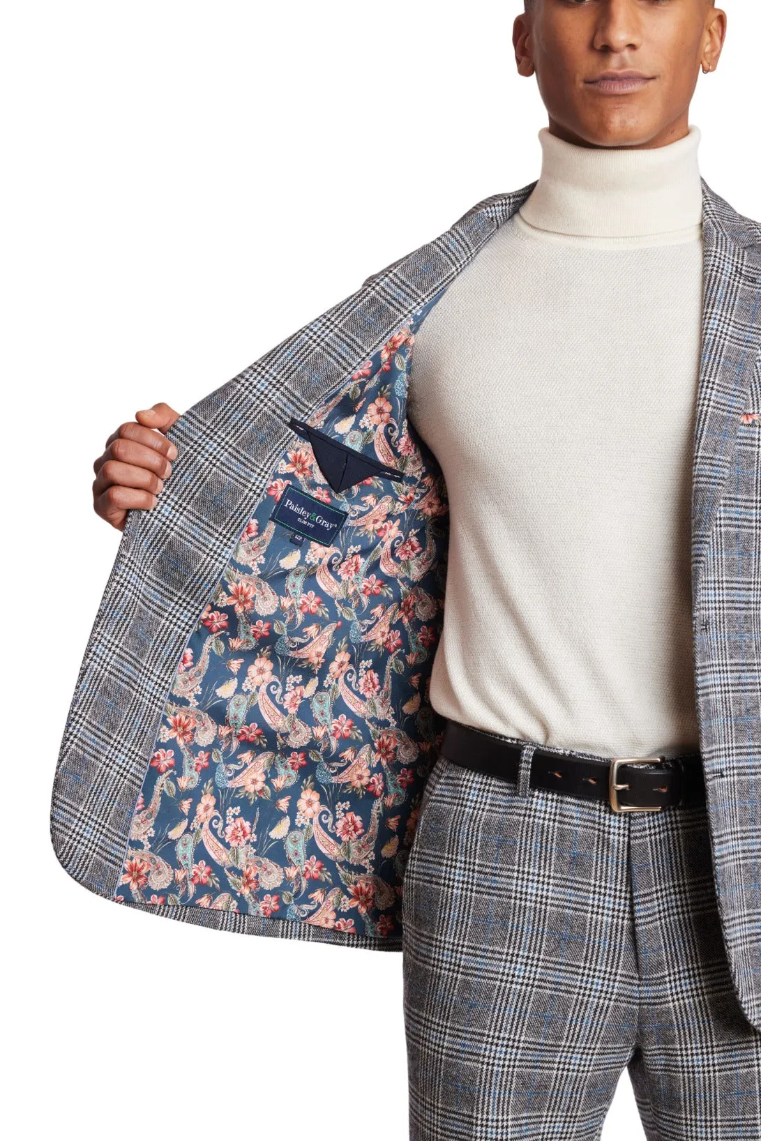 Dover Notch Jacket - slim - Black Arctic Blue Check