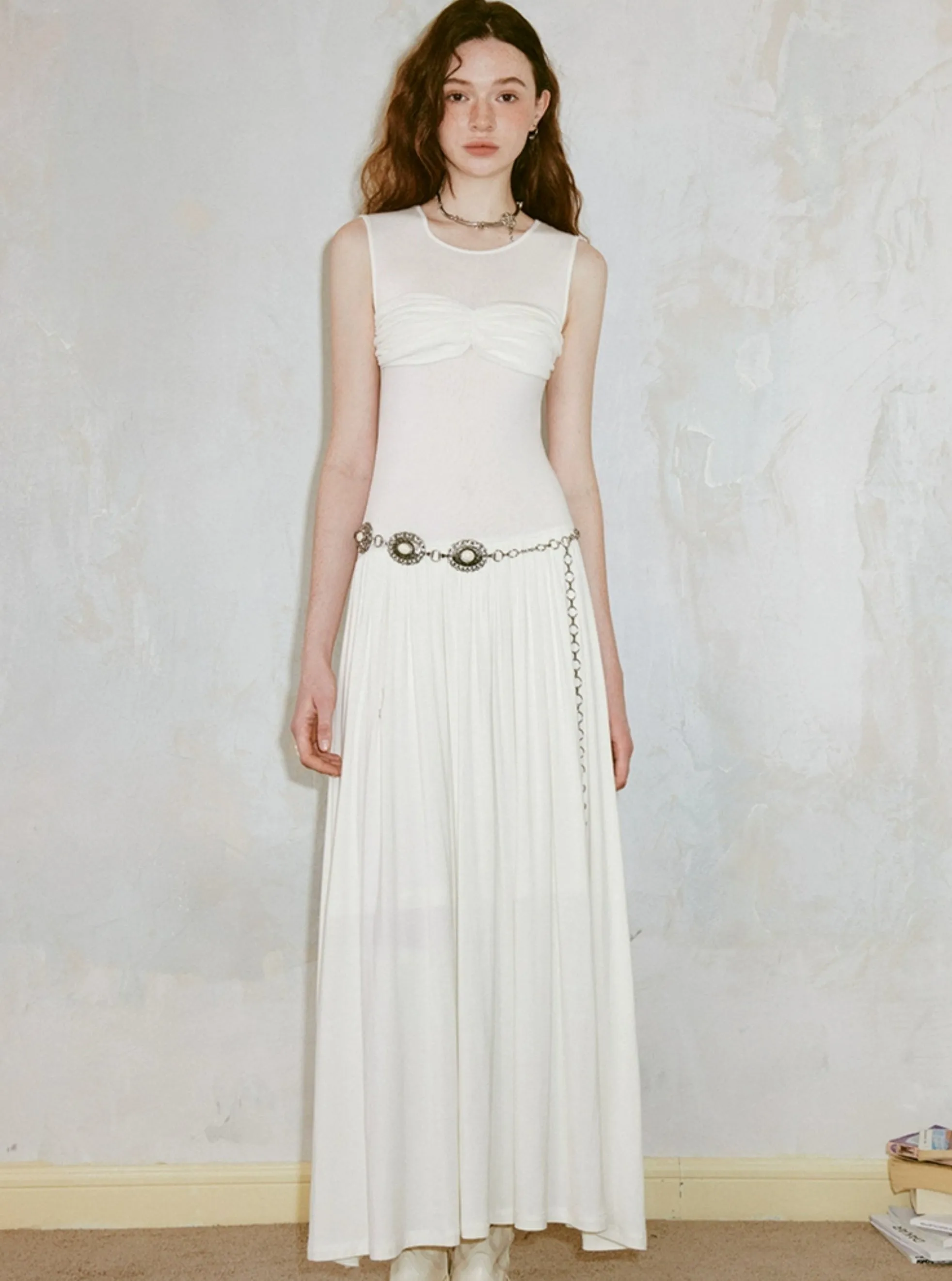 Draped Knit Pleated Dress