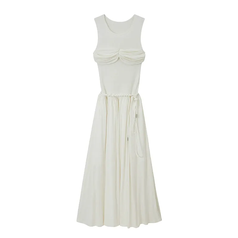 Draped Knit Pleated Dress