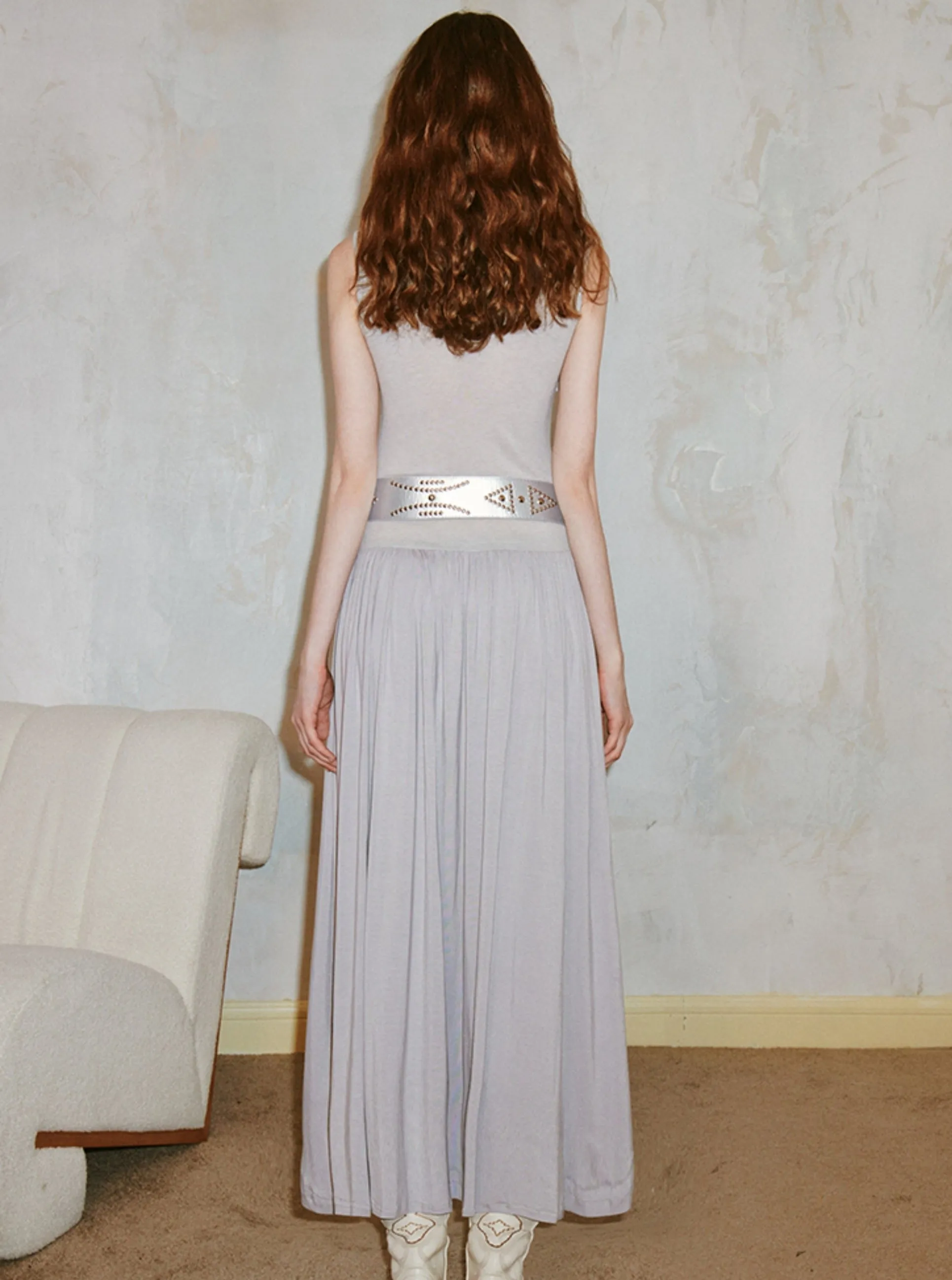 Draped Knit Pleated Dress