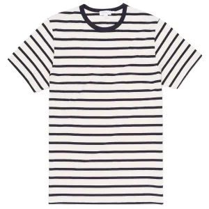 Ecru/Navy Breton Stripe Classic Crew Neck T-shirt