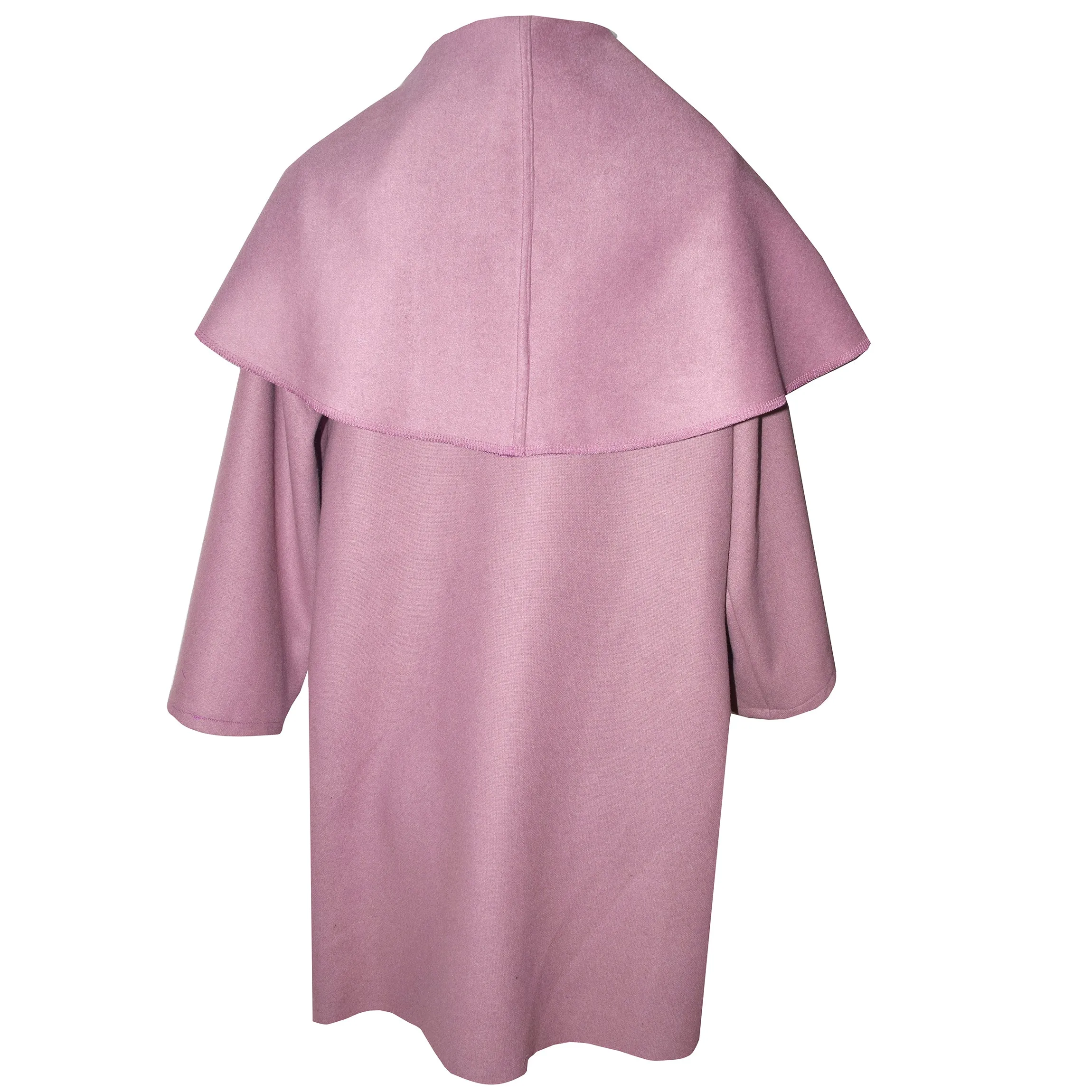 Elegant Mauve Rose Soft Cashmere Wool Blend Wrap Coat